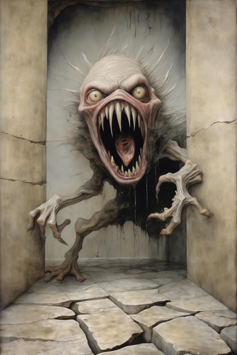 00252-888283227-_lora_Santiago Caruso Style_1_Santiago Caruso Style - A trompe l'oeil painting of a hideous monster breaking through a stone flo.png